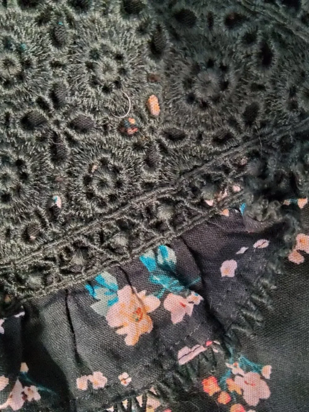 Old Navy Girls 10-12 Large Lace Floral Dark Green Elegant Blouse Top Long Sleeve